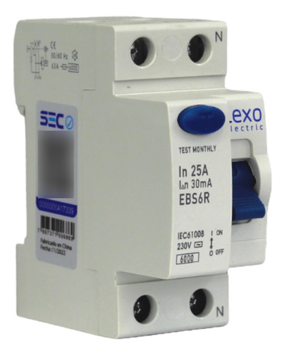 Interruptor Diferencial 2 X 25a 30ma Lexo Certificado