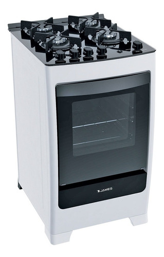 Cocina Gas James C700 Blanca Mesada Vidrio Negro Elegancia 