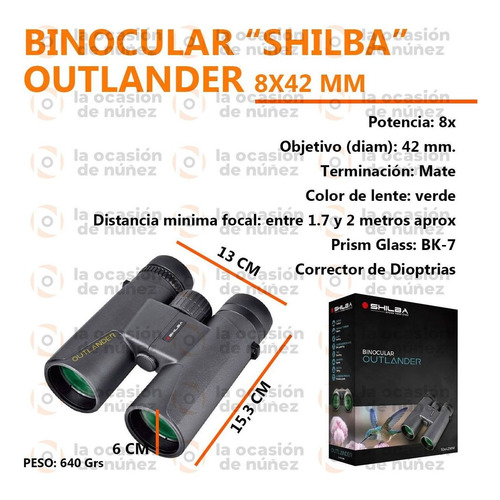 Imagen 2 de 8 de Binocular 8x42 Shilba Outlander Premium Bk7 Avistaje Nautica