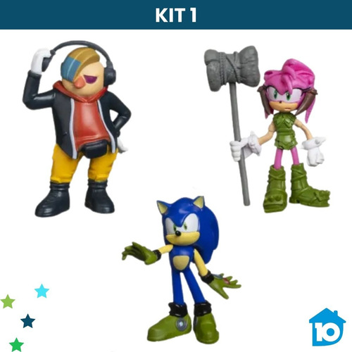Kit Com 3 Bonecos Sonic Prime Colecionáveis Netflix Sortidos