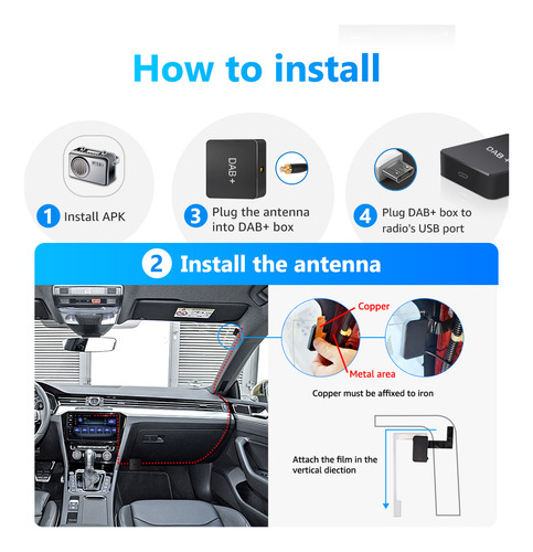 Receptor De Radio Dab Para Coche Con Señal Alimentado Por Us