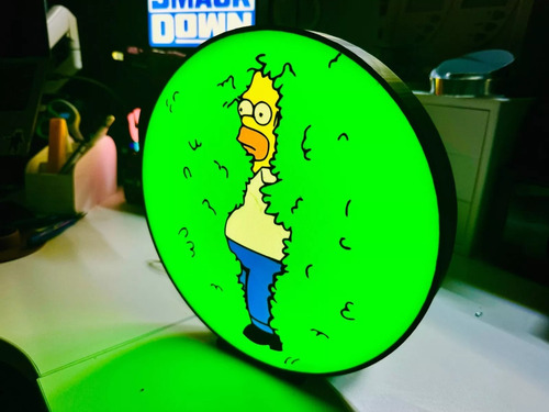 Cartel Cuadro Luminoso Led Homero Arbusto Negro