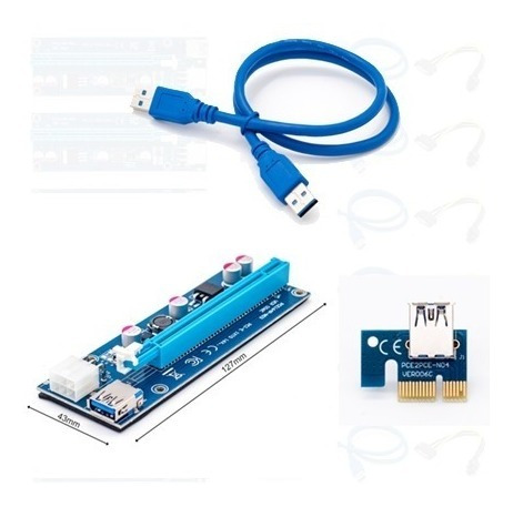 Riser Card Pci-e Pci Express 1x A 16x, Usb 3.0 Para Minar