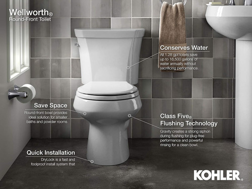 Kohler K-3987-ra-0 Wellworth Inodoro De Doble Descarga, De F