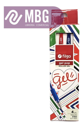 Imagen 2 de 6 de Lapiceras Filgo Roller Gel Pop Classic Pack X 4 Unidades