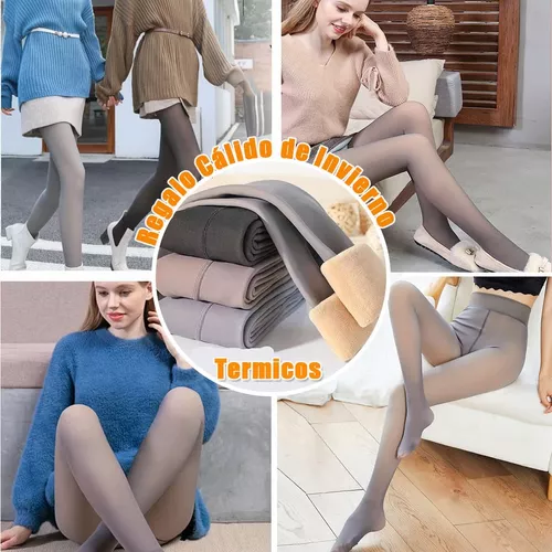 Medias de invierno para mujer, con forro polar, medias térmicas gruesas  para mujer, medias falsas translúcidas nude, leggings delgados