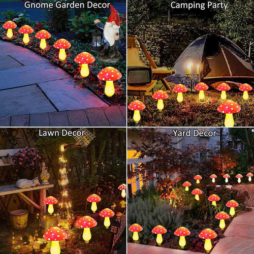 Cadena Solar Led De Luces Led En Forma De Hongo Para Jardín