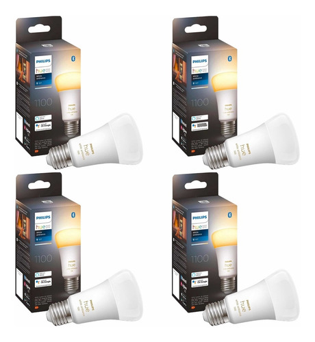 Imagen 2 de 10 de Pack 4 Philips Hue White Ambience Calido~frio E27 Bt 1100lm