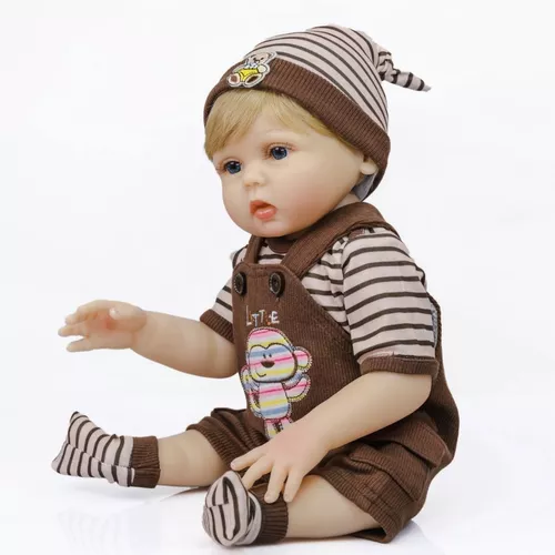 Boneca Bebê Boneca Reborn Menino 100% Silicone Pode Tomar Banho 48cm - Boneca  Reborn Original Silicone