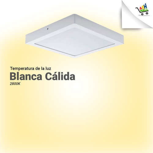 Panel Plafon Led 18w Aplicar Cuadrado 22x22cm