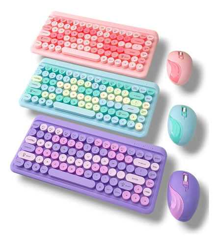 Teclado E Mouse Hk-08 Sem Fio Portátil Usb Com Receptor Teclado Feminino