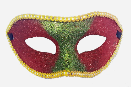 Máscara De Carnaval Modelo Veneza Verde / Vermelho
