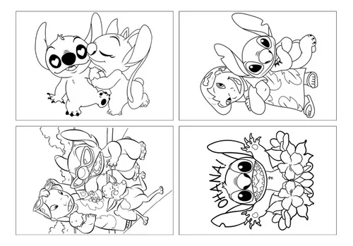 Kit 100 Desenhos Para Pintar E Colorir Lilo E Stitch - Folha A4 Inteira! 4  Por Folha! - #0123