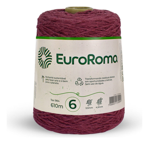 Barbante Euroroma 610m Fio 6 Eurofios Diversas Cores Crochê Cor Bordô