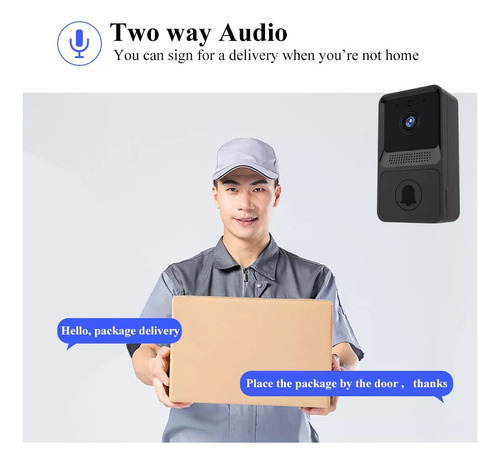 Hu Timbre Con Cámara, Wifi, Inalámbrico, Intercomunicador