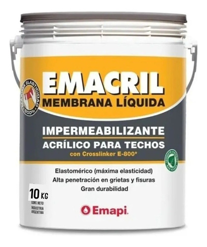 Emacril Impermeable X 10/ Protección De Superficie Pdm Color Rojo