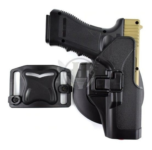 Imagen 3 de 5 de Pistolera Tactica Cqc Nivel 2 Glock 17-19-22-23-31 Negra