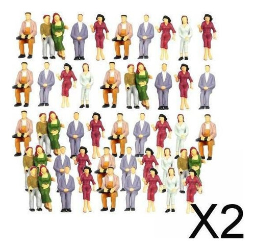 Mb 2x100pcs Modelo Pintado Trem Pessoas Sentadas Passageiros