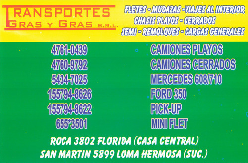 Imagen 2 de 10 de Fletes Y Logistica Florida Flet - Transporte Gras Y Gras
