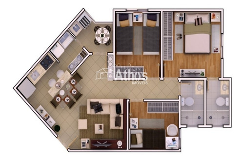Imagem 9 de 10 de Apartamento Novo De 3 Dormitórios Suíte Com 66² Em Indaiatuba-sp -ap01629 - Ap01629 - 68944352