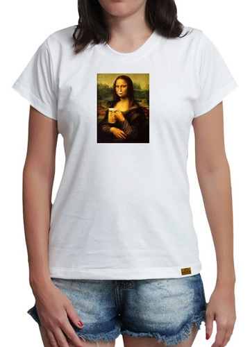 Camisa Baby Look Camiseta Feminina Engraçada Mona Lisa Ceva