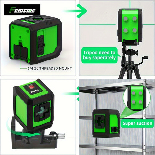 2 Linhas, Nível Laser Verde, Horizontal Automático, Com Bols