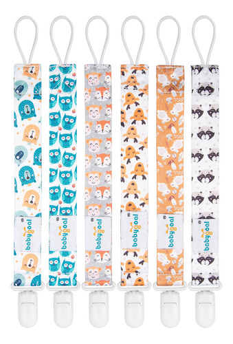 Babygoal Clips Para Chupete De Animales, Paquete De 6 Soport