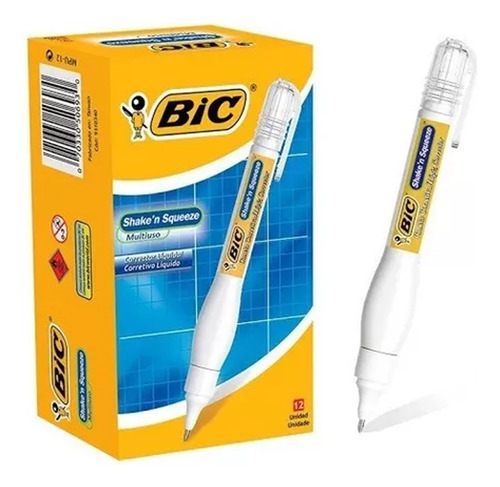 Corrector Liquid Paper Pluma Bolígrafo Bic 12 Unidades