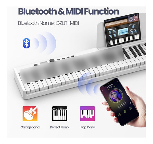 Piano Digital Plegable 88 Teclas Bluetooth Y Midi Bx20