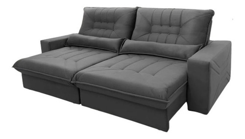 Sofá Deseo´s Retráctil Reclinable 3 Cuerpos Línea Magestic Color Gris Diseño de la tela velour