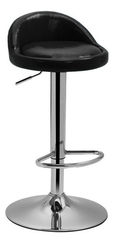 Silla De Bar Acolchada Con Respaldo Medio Taburete Ajustable Color Negro Talla N/A