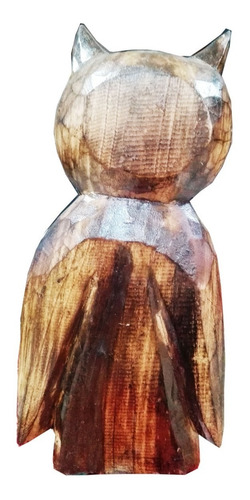 Imagen 4 de 4 de Búho Figura En Madera Tallada 40cm Deco Artesanal