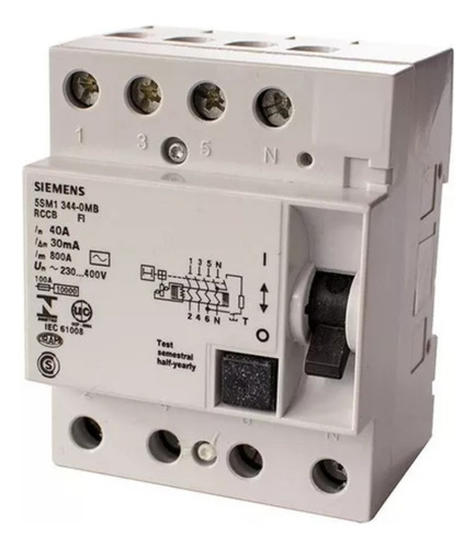Disyuntor Interruptor Diferencial Tetrapolar 4x63a Siemens