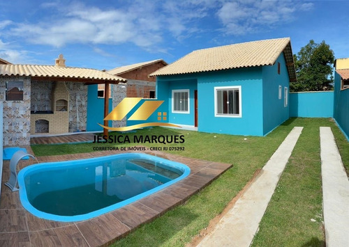 075-02 Casa 2 Quartos, Área Gourmet E Piscina Em Unamar - Cf