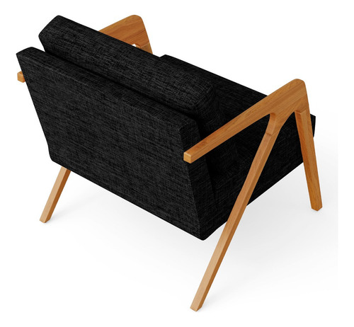 Kit 03 Poltronas Decorativa Sala Estar Pietra Linho Chumbo Desenho Do Tecido Liso