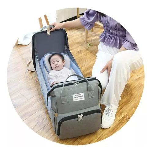 Bolsa Mochila De Pañales Para Mamá Cama De Bebé Plegable