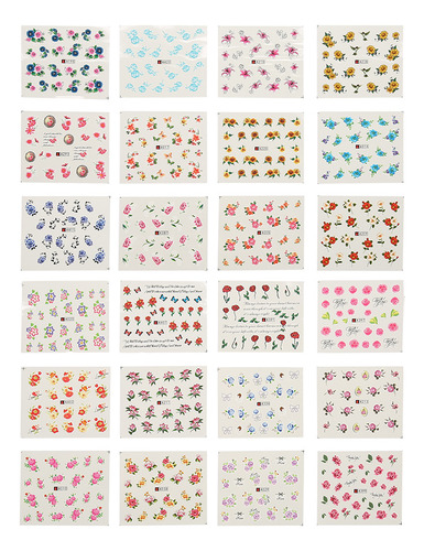 50 Hojas De Flores Mixtas Butterenfly Cartoon Arte De Uñas
