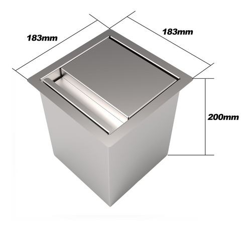 Imagem 3 de 5 de Lixeira Pia Cozinha Embutir Granito Inox 4 Litros