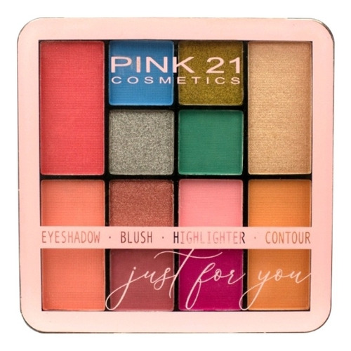 Paleta Sombras Pink 21 Just For You 12 Cores. Cor da sombra 12 cores