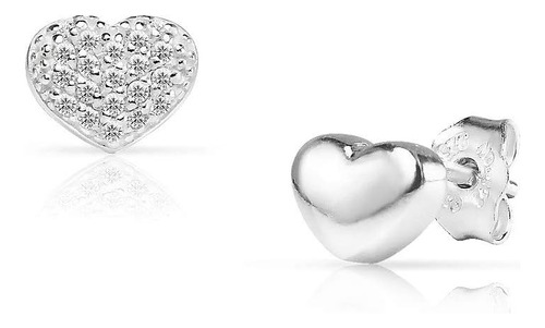 Solidsilver Aretes De Plata Esterlina Con Un Corazón De Y Un