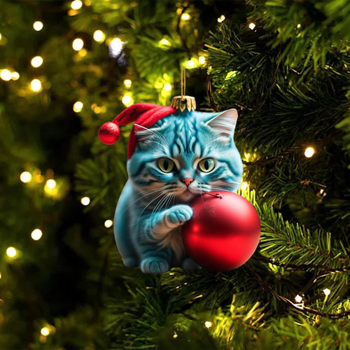 3 Decoración Navideña De Gato, Figura De Gato 2023, Estilo