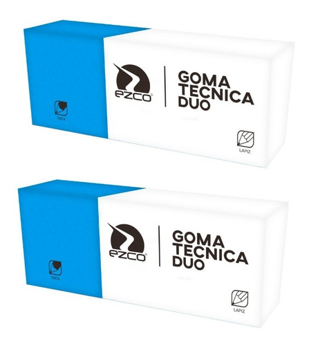 2 Gomas Azul Y Blanca Tecnica Duo Escolar Ezco 