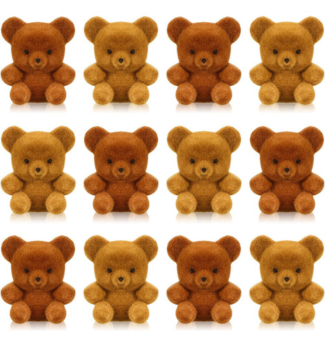 36 Piezas De Mini Osos Flocados De Peluche En Miniatura, Pe. Color Marrón