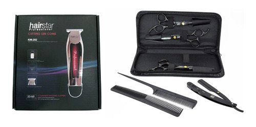 Máquina De Acabamento Hairstar Kit 3 Tesouras Preto