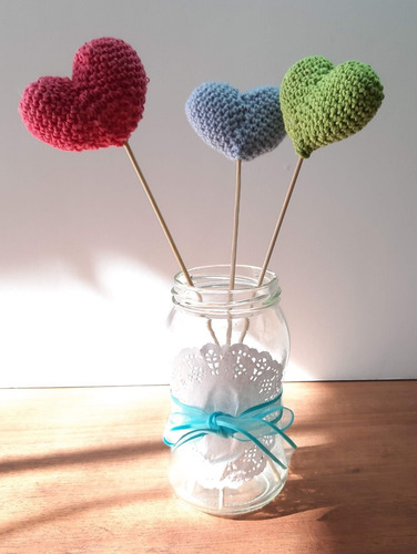 Imagen 1 de 5 de Pinchos Corazon Crochet Bautismos Comuniones Baby Shower X40