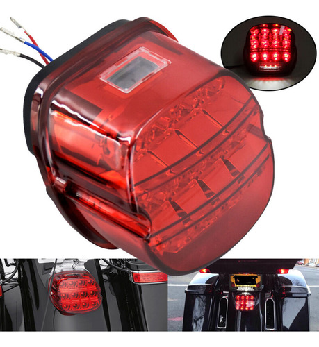 Red Len Led Rear Brake Tail Light For Harley Road Glide Aam