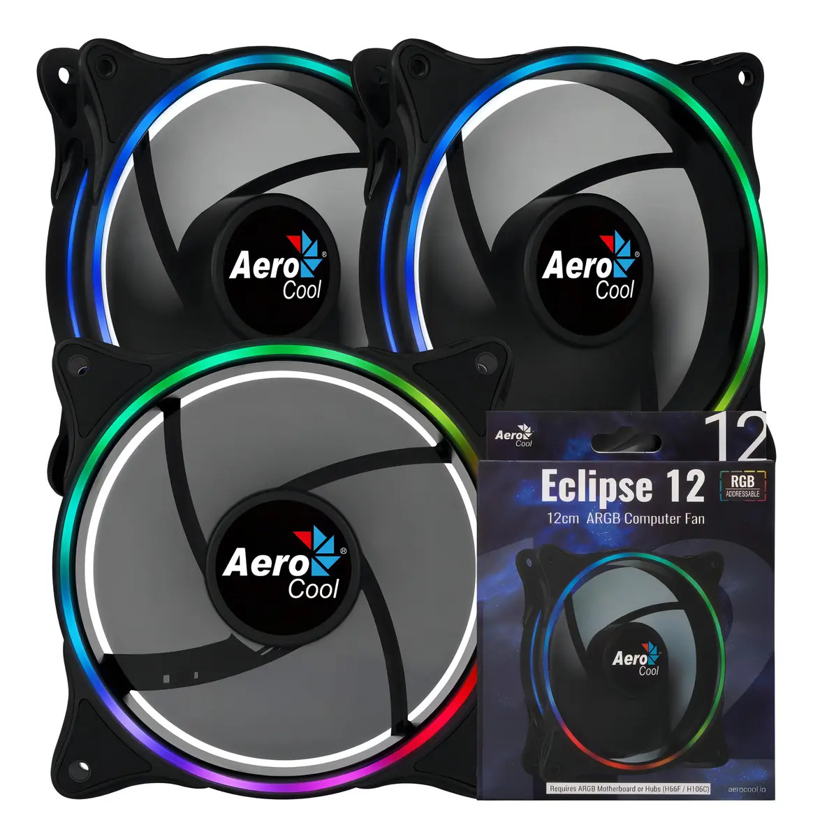 Kit Cooler Fan Aerocool Eclipse 12 Com Led Argb - Pack de 3 Unidades Silencioso