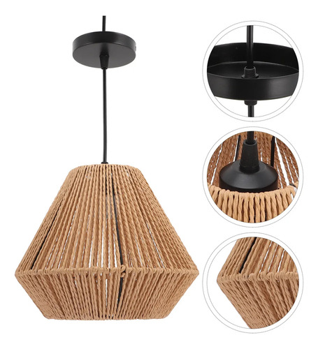 Lampara Colgante 3 Luces Tejida Fibra Sisal E27 Outletlamp