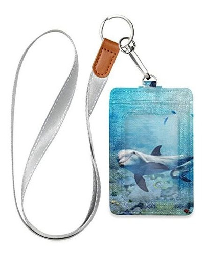 Porta Carnet, Credencial Xigua Dolphin Id Badge Holder Leath