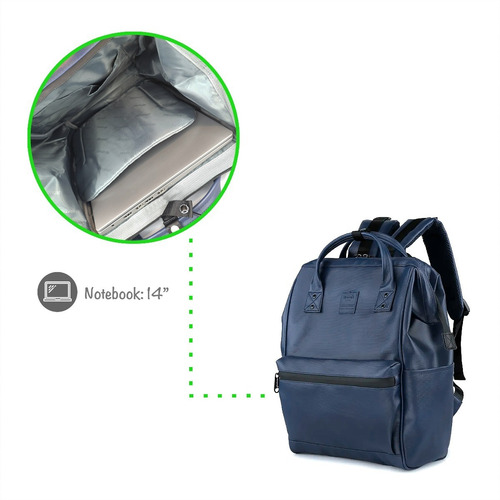 Imagen 5 de 8 de Mochila Himawari Cuero Ecologico Super Segura Y Comoda